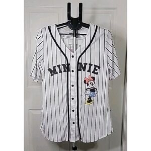 Minnie Mouse Fabulous Baseball Jersey, Disney, Women's XL, White/Black Stripes